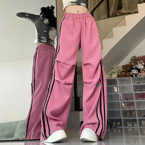 Vintage Pleated Piping Details Sweatpants - fairypeony