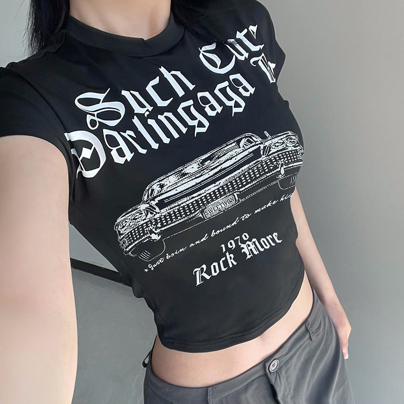 Vintage Print Short Sleeve Tee - fairypeony