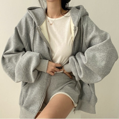 Vintage Solid Color Oversized Hoodie