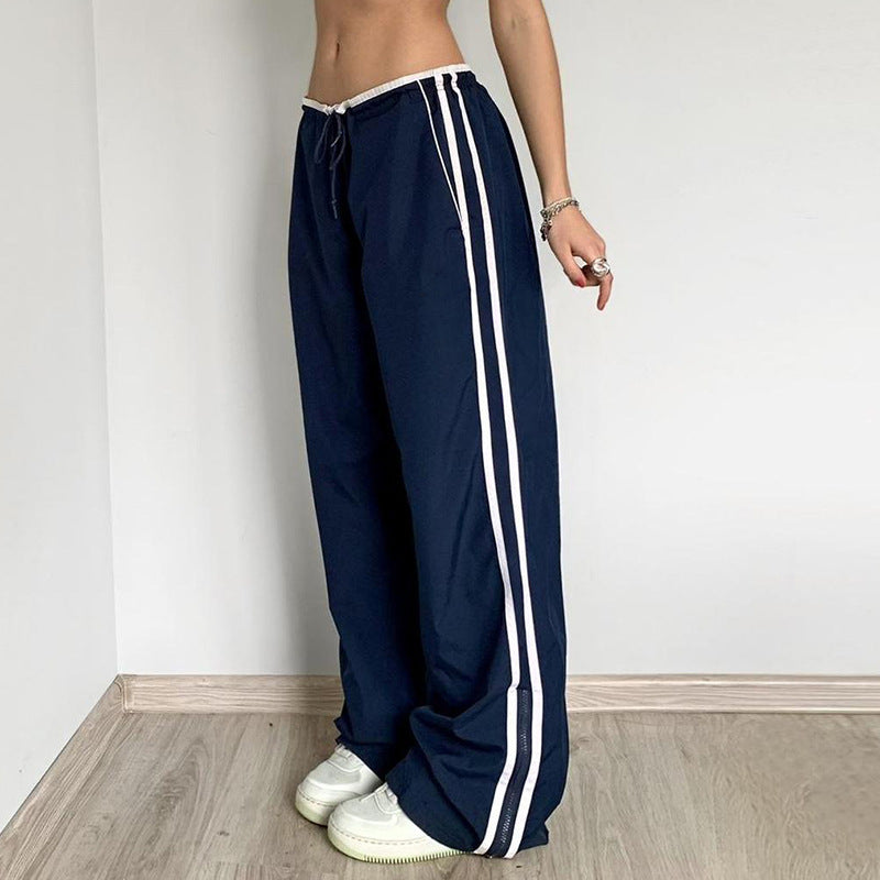 Vintage Striped Piping Sweatpants - fairypeony