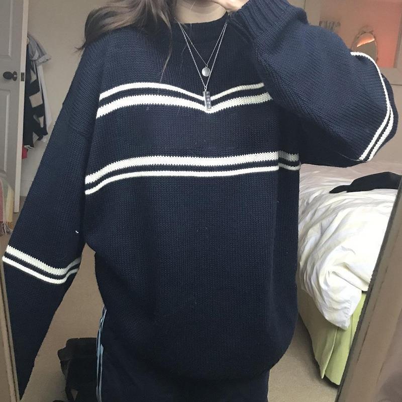 Vintage Striped Pullover Sweater - fairypeony