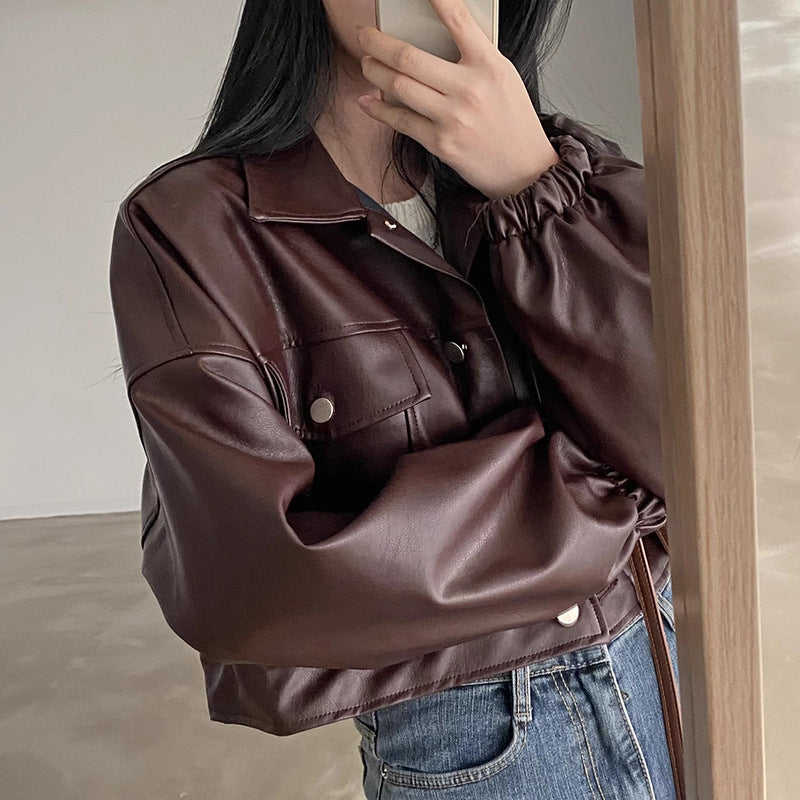 Vintage Versatile PU Leather Jacket