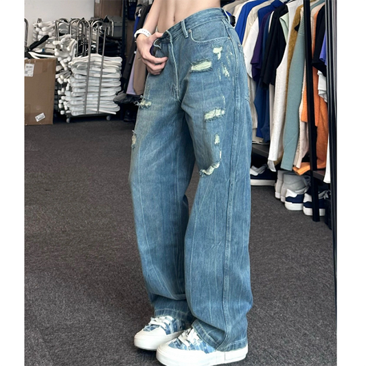Vintage Washed Ripped Boyfriend Jeans - fairypeony