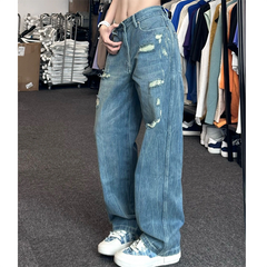 Vintage Washed Ripped Boyfriend Jeans - fairypeony