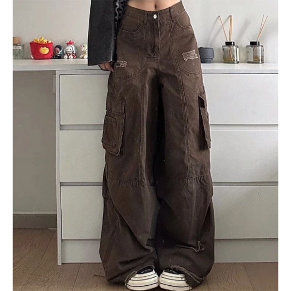 Vintage Wide Leg Loose Cargo Jeans