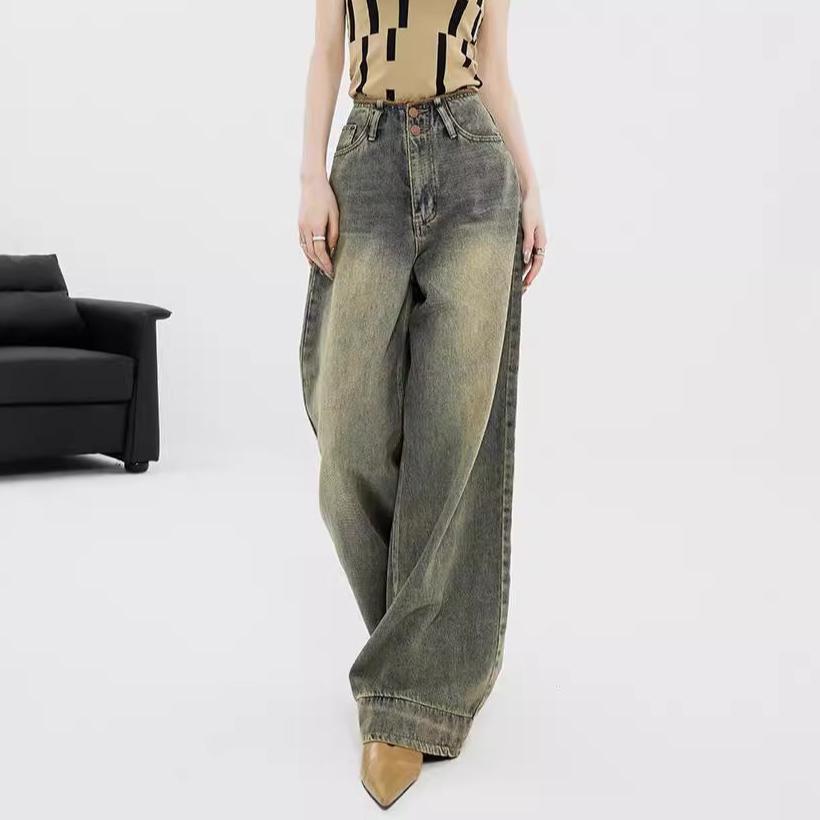 Vintage 90s Wash Baggy Wide Leg Jeans