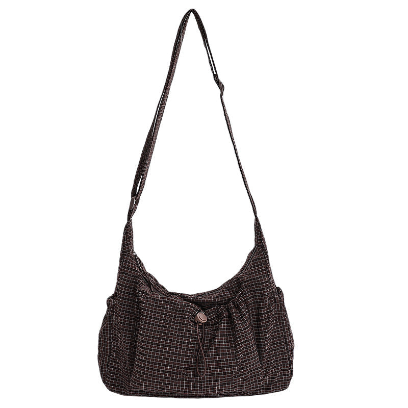 Vintage Checkered Print Crossbody Bag