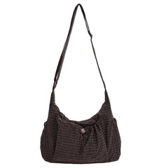 Vintage Checkered Print Crossbody Bag