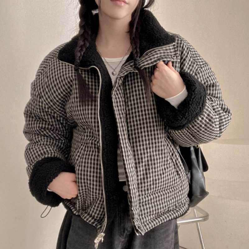 Vintage Checkered Print Reversible Coat