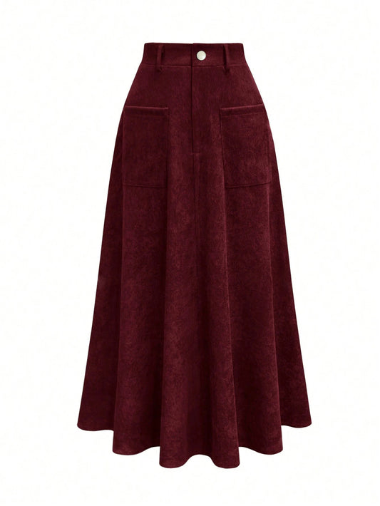 Designed Casual Retro Corduroy A-Line Skirt - fairypeony