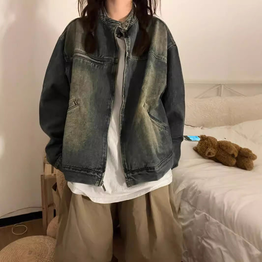 Vintage Distressed Zip Up Jacket