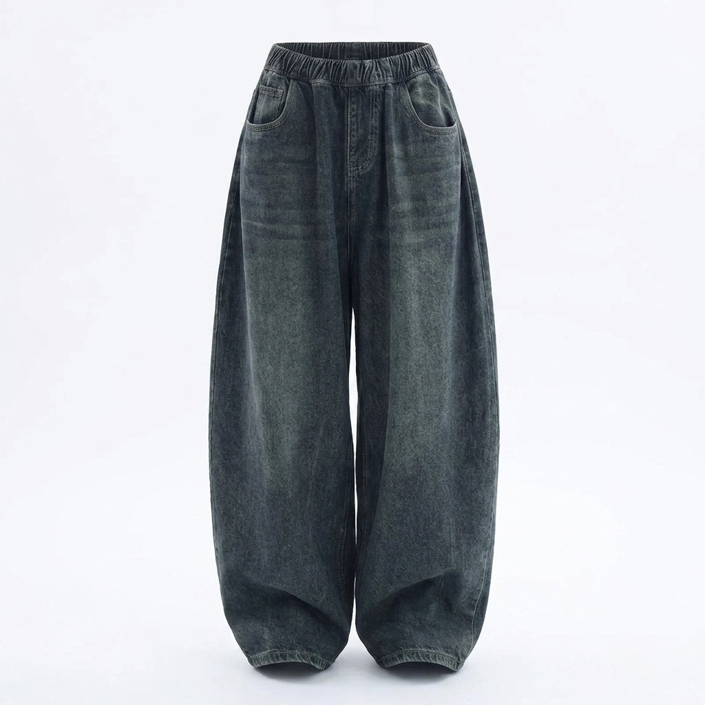 Vintage Elastic Wasit Baggy Jeans