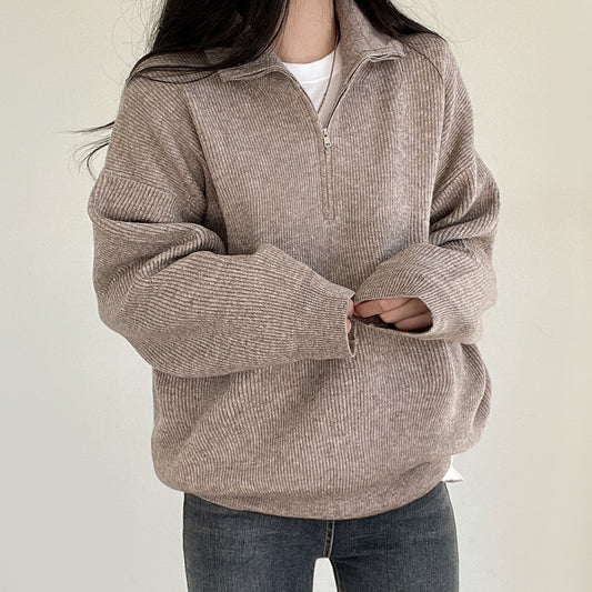 Vintage Half Zip Up Oversized Sweater