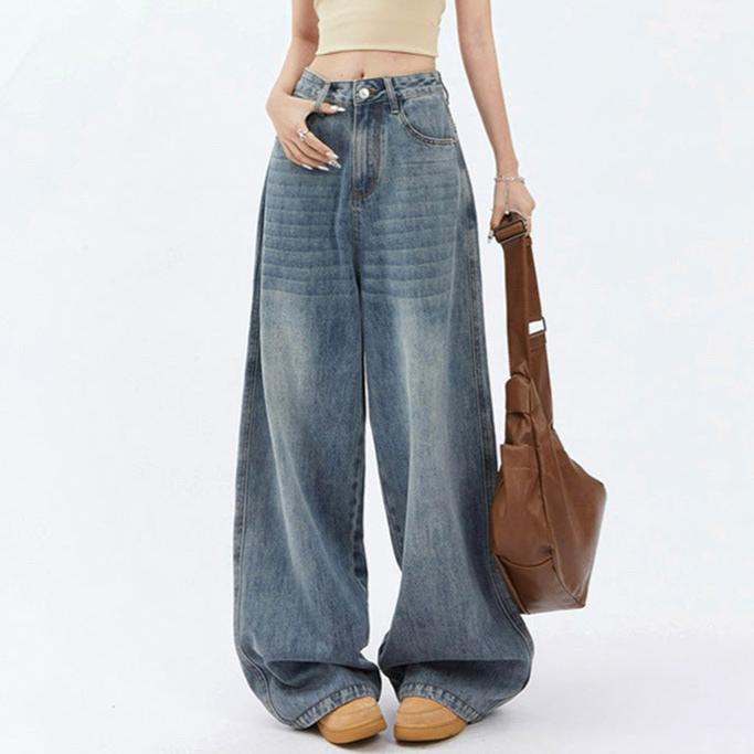 Vintage High Waist Light Wash Baggy Jeans - fairypeony