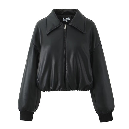 Vintage PU Leather Motorcycle Bomber Jacket