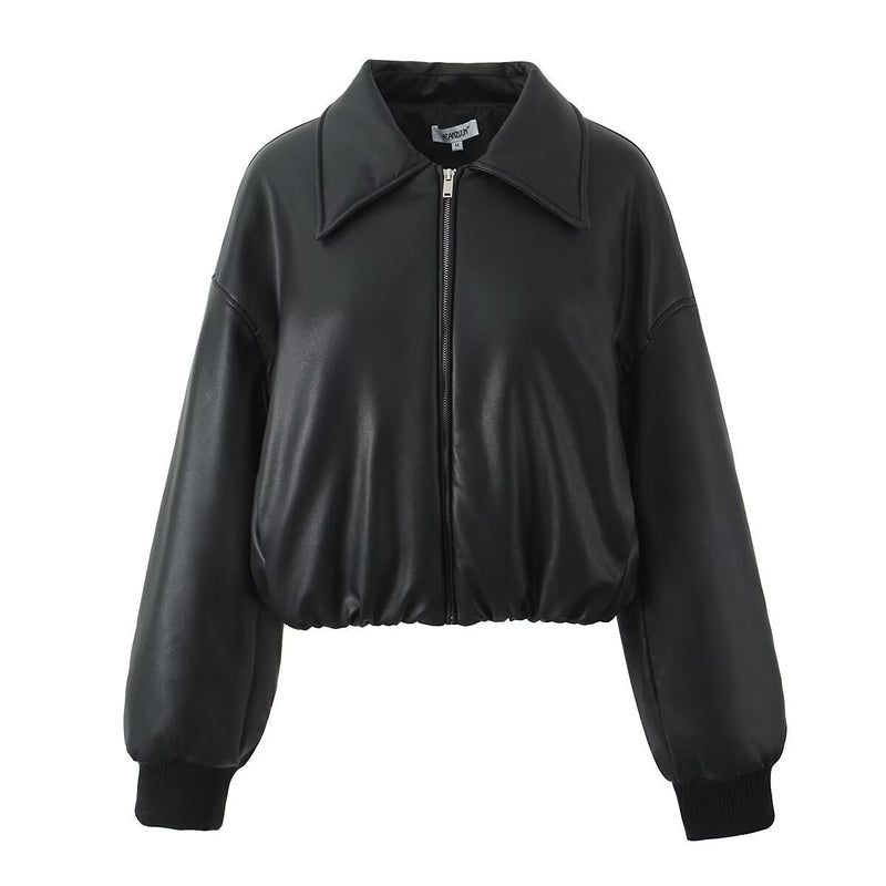 Vintage PU Leather Motorcycle Bomber Jacket