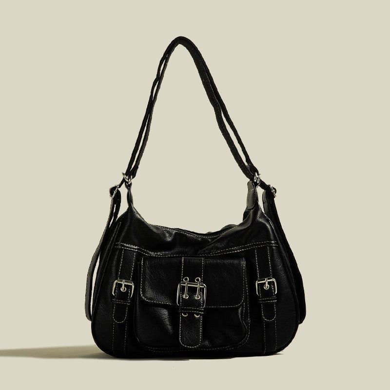 OOTD: Leather Jacket + Loose Hoodie + Boyfriend Jeans + Crossbody Bag - fairypeony