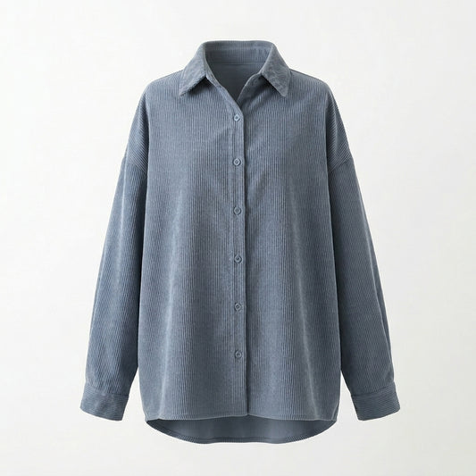 Vintage Rib Long Sleeve Loose Blouse