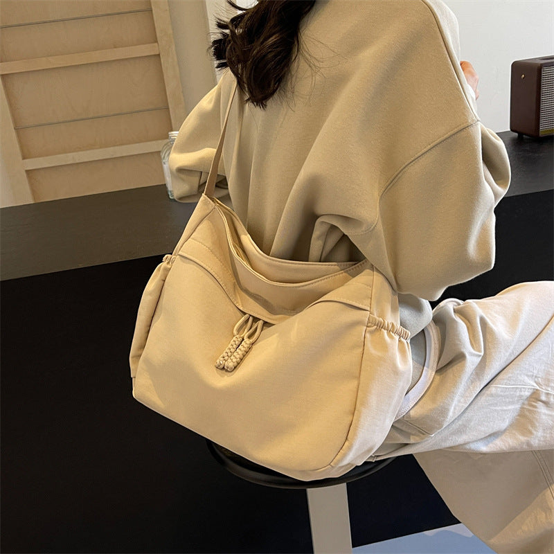 Vintage Solid Color Large Capacity Crossbody Bag