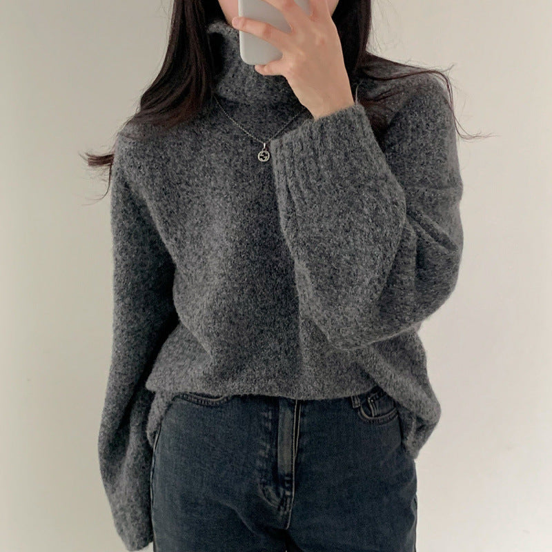 Vintage Solid Color Turtle Neck Sweater