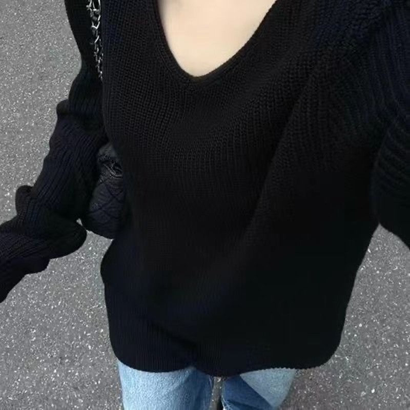 Vintage V-Neck Oversized Loose Sweater