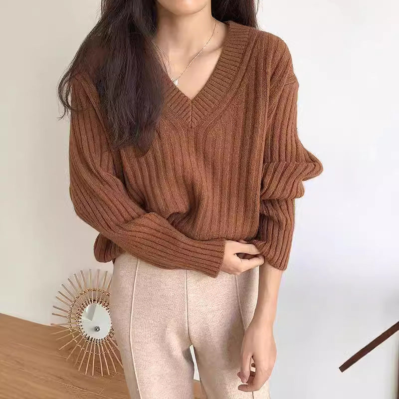 Vintage V-Neck Striped Sweater