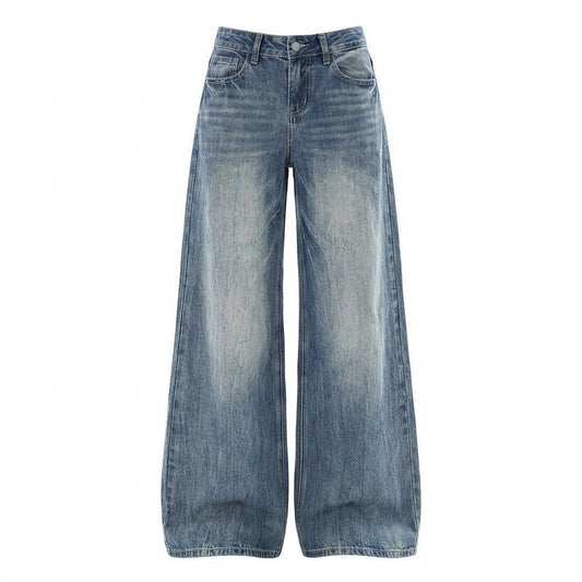Washed Flared Denim Pants – High-Waist Vintage Wide-Leg Jeans S–4XL