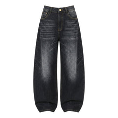 Wide-Leg Jeans Baggy Floral Crackle Wash