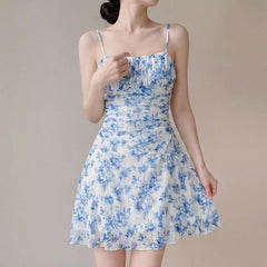 Floral Print Floral Sling Mini Dress