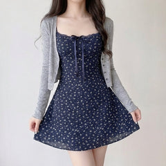 Floral print halter dress Set