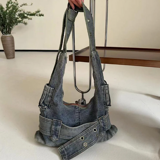 Y2K Belt Denim Shoulder Bag