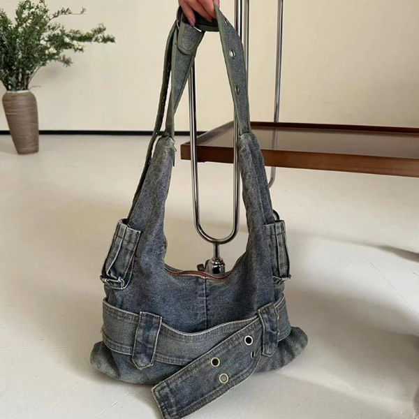 Y2K Belt Denim Shoulder Bag