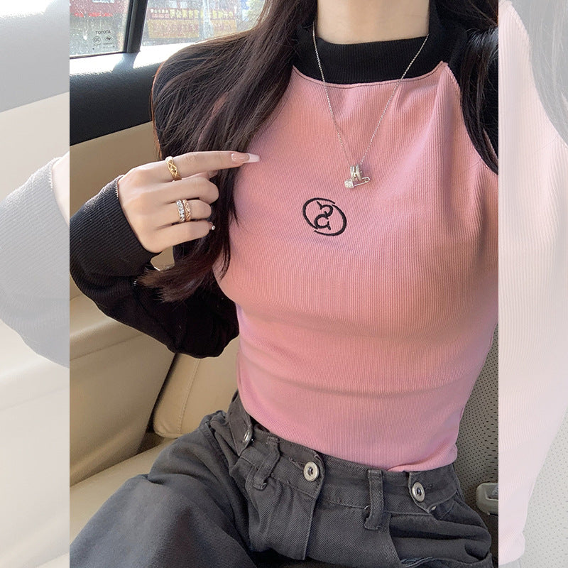 Logo Emroidered Raglan Long Sleeve Tee - fairypeony