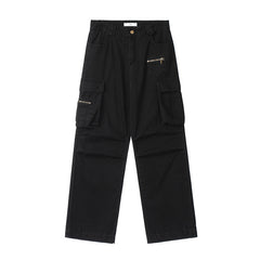 Zip Pocket Straight Leg Cargo Jeans - fairypeony