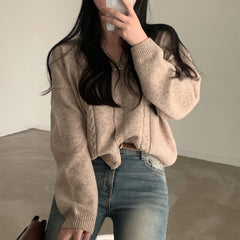Vintage V-Neck Cable Knit Cardigan