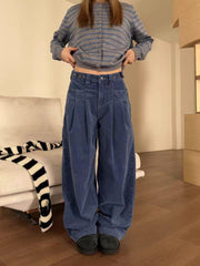 Loose Wide-Leg Corduroy Work Pants – Fleece-Lined Unisex Retro Trousers