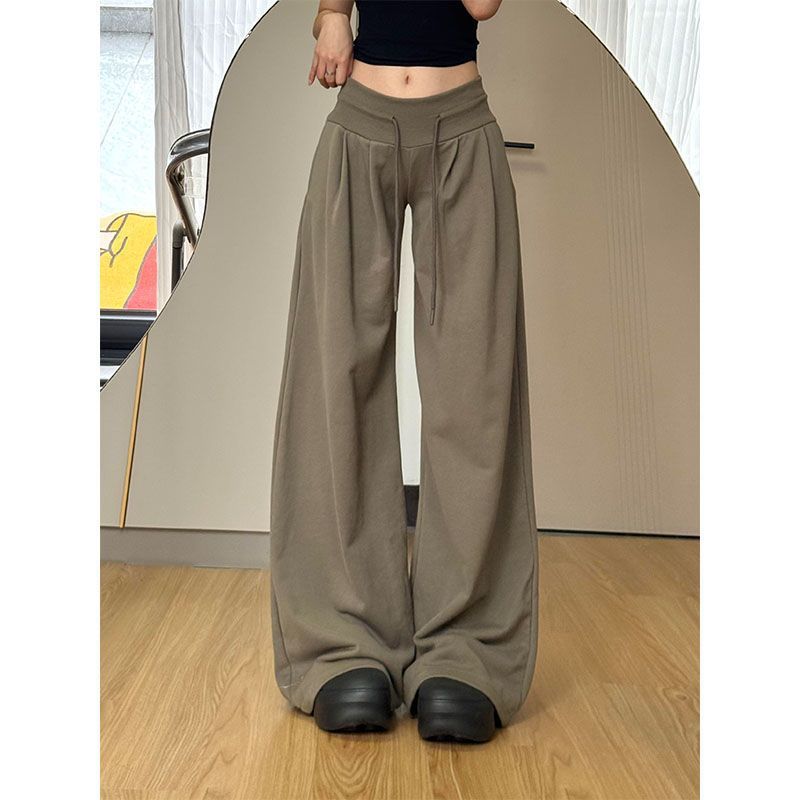 High-Waist Drawstring Wide-Leg Casual Pants – Loose Fit Trousers