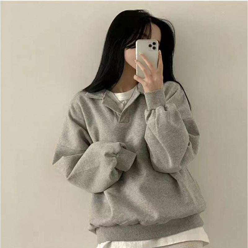 Velvet Stand Collar Sweatshirt