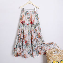 Casual Floral Umbrella Maxi Skirt - fairypeony