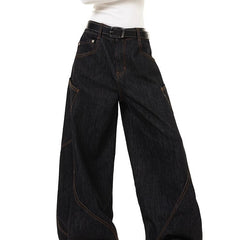 American Retro Style Loose Wide-Leg Denim Trousers
