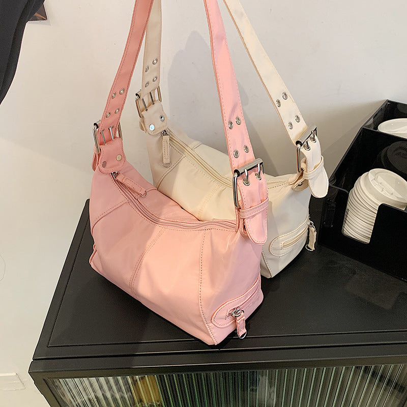 Solid Color Y2K Motorcycle Shoulder Bag - fairypeony