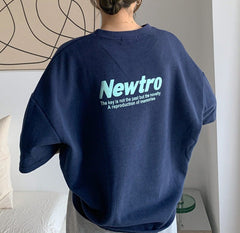 Solid Color Letter Print Oversized T-shirt