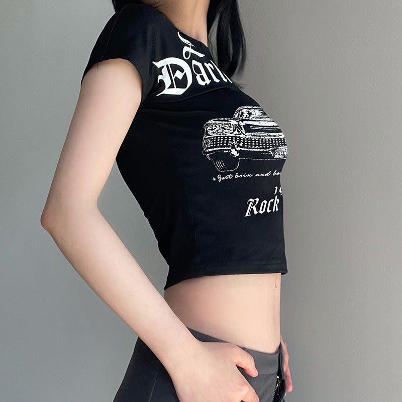 Vintage Print Short Sleeve Tee - fairypeony