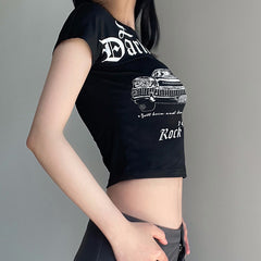 Vintage Print Short Sleeve Tee - fairypeony