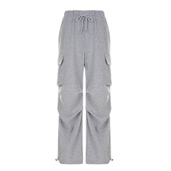 Solid Color Pocket Pleated Sweatpants - fairypeony