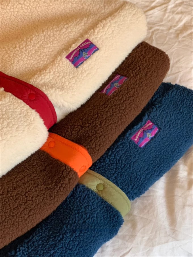 Reversible Contrast Color Lambswool Jacket - fairypeony