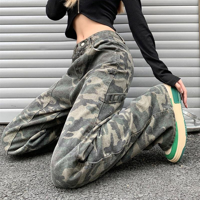 Creen Camo Washed Cargo Jeans - fairypeony