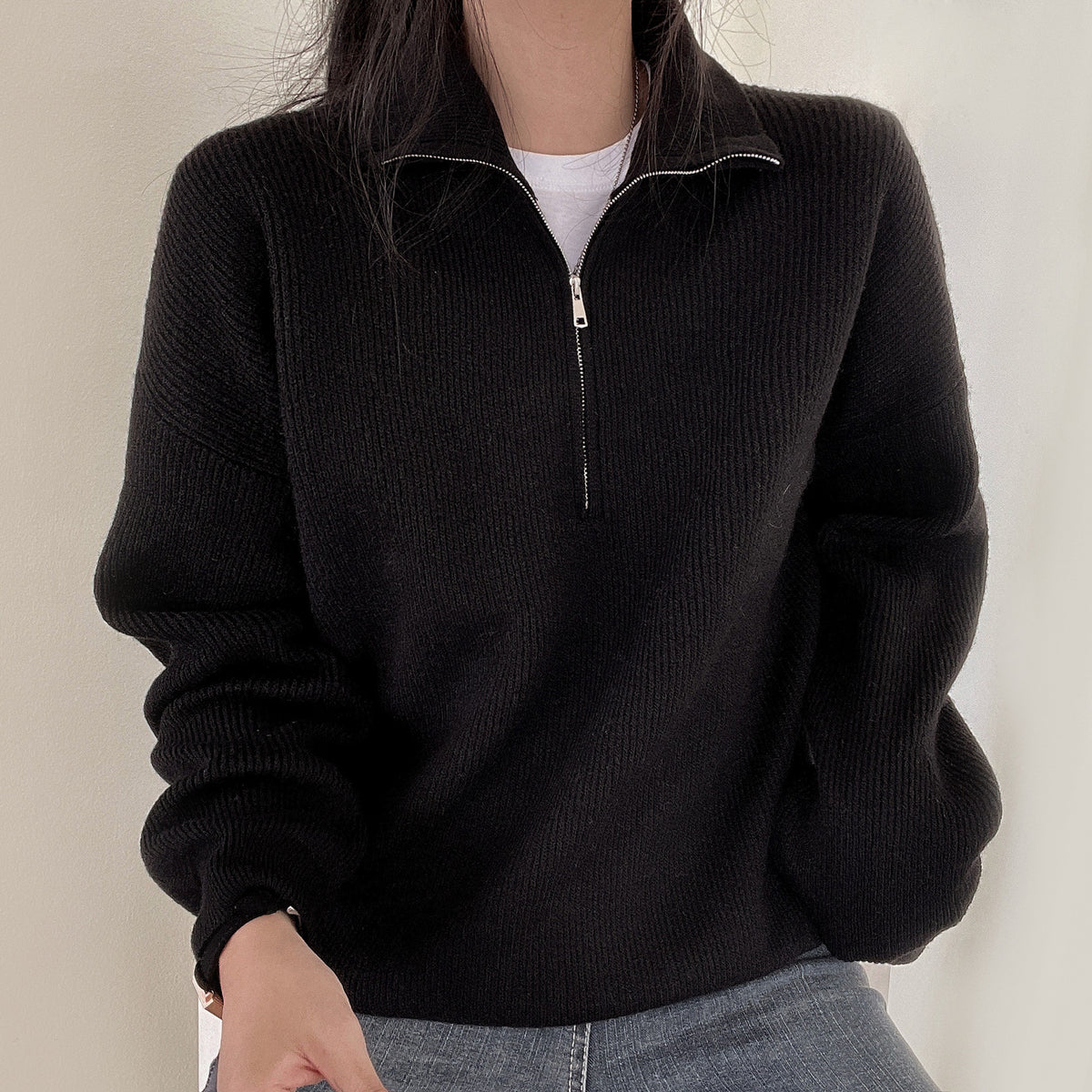 Vintage Half Zip Up Oversized Sweater