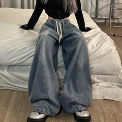 Loose Simple Style Baggy Boyfriend Jeans - fairypeony