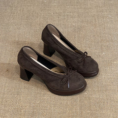 Retro Buckle Heeled Mary Jane Shoes - fairypeony